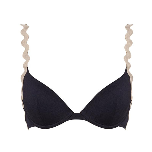 Andres Sarda Swimwear DREW padded plunge bikini top in navy blue