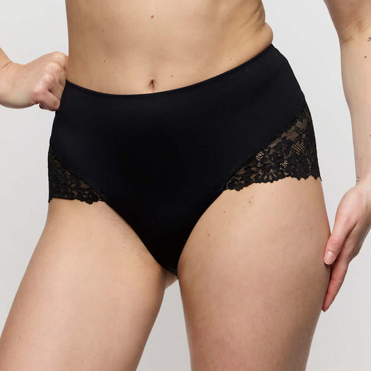Marie Jo smoothing briefs 3 pack in black with lace detailing, showcasing exquisite softness and comfort.