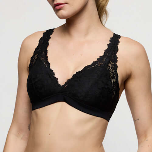 Marie Jo Soft Studio Bralette in Black, featuring padded, wireless design and stylish lace straps.