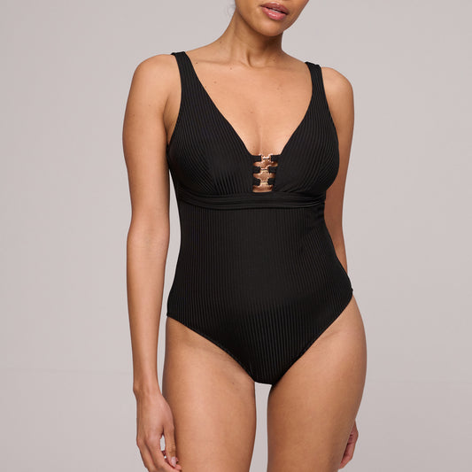 EMLY black plunge swimsuit wireless
