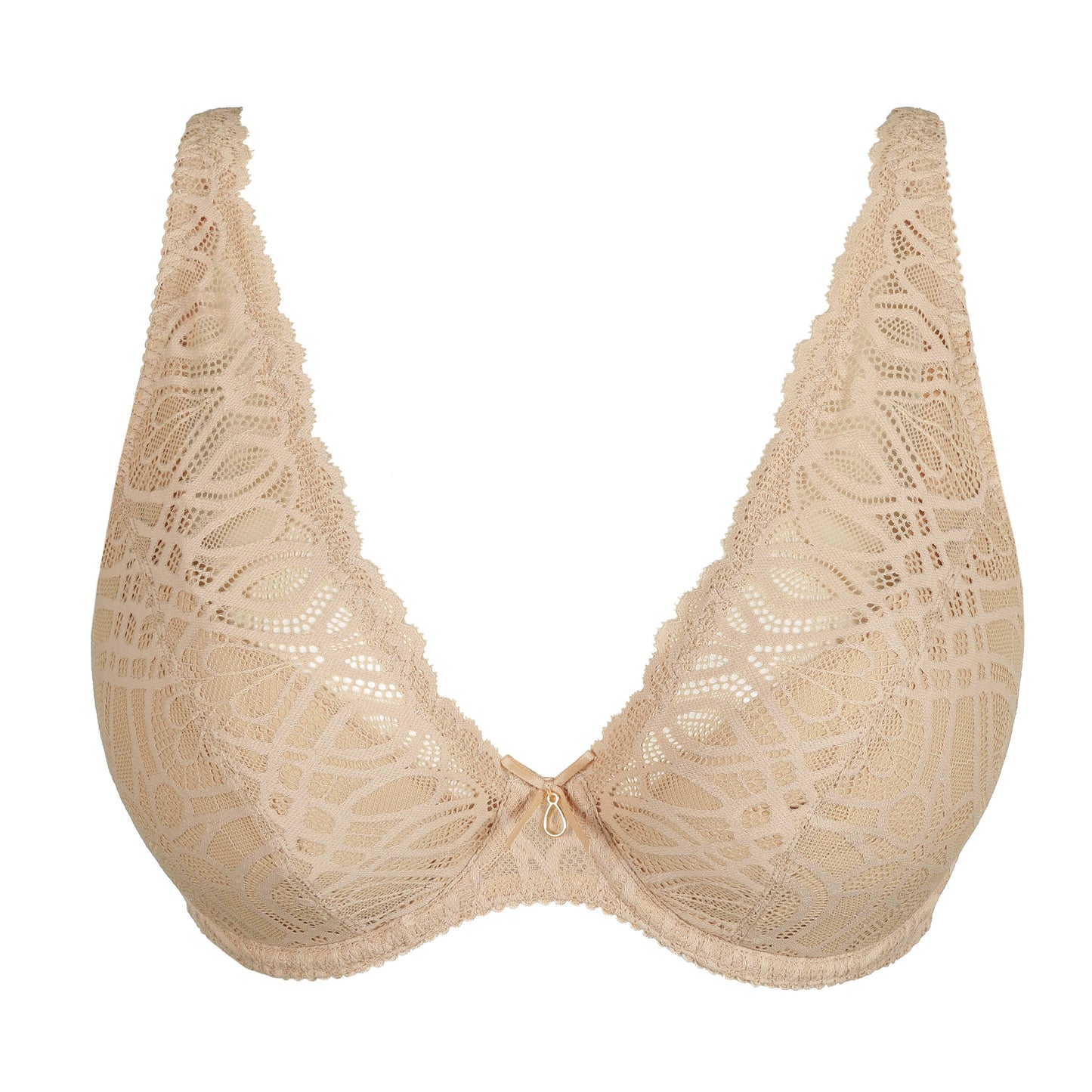 Primadonna SALERNO half padded plunge bra in Candy Ginger, featuring delicate lace design and flattering plunge.