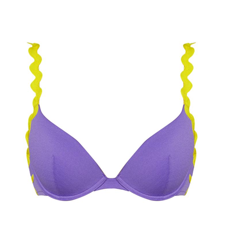 Andres Sarda Swimwear DREW padded plunge bikini top in Lavender