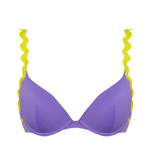 Andres Sarda Swimwear DREW padded plunge bikini top in Lavender