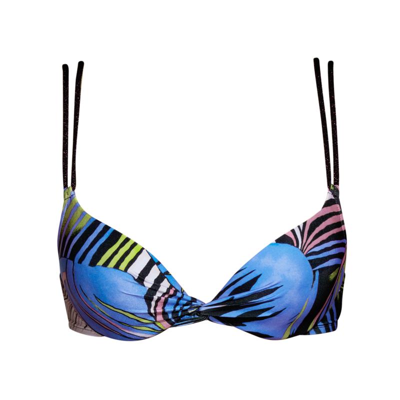 Andres Sarda Swimwear MAHONY padded plunge bikini top in blue