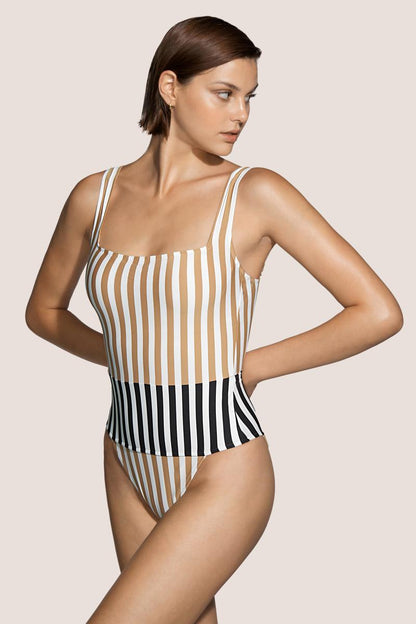 Andres Sarda Swimwear PERRIAND Swimsuit boat neck padded in sand