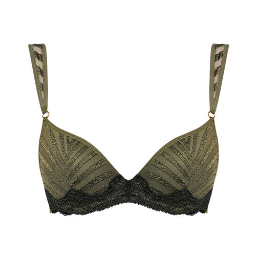 Andres Sarda OXMAN padded plunge bra in olive green