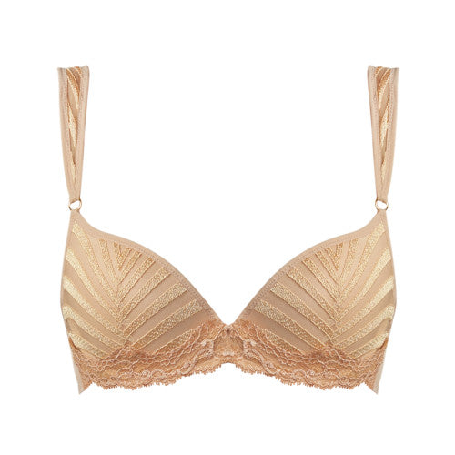 Andres Sarda OXMAN padded plunge bra in light tan