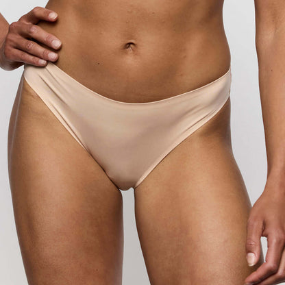 Marie Jo Soft Studio Rio Briefs in Caffe Latte displayed on a model, showcasing their soft and invisible design.