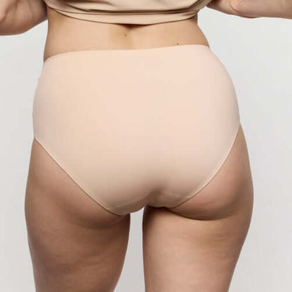 Marie Jo Soft Studio Full Briefs in Caffe Latte, showcasing exquisite softness and comfort in a high-waist retro style.