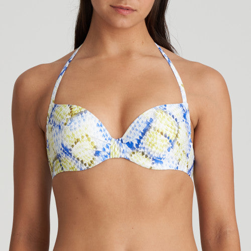 Marie Jo Swim LUNDEY padded plunge bikini top in Lime Snake