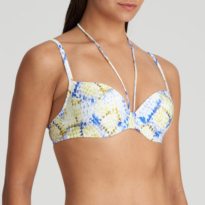 Marie Jo Swim LUNDEY padded plunge bikini top in Lime Snake