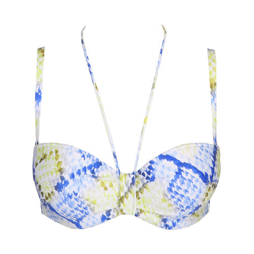 Marie Jo Swim LUNDEY padded strapless bikini top in Lime Snake