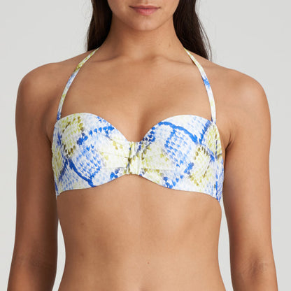 Marie Jo Swim LUNDEY padded strapless bikini top in Lime Snake