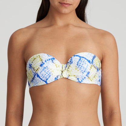 Marie Jo Swim LUNDEY padded strapless bikini top in Lime Snake