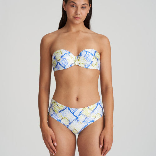 Marie Jo Swim LUNDEY padded strapless bikini top in Lime Snake