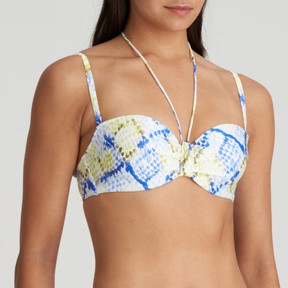 Marie Jo Swim LUNDEY padded strapless bikini top in Lime Snake