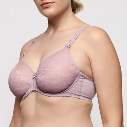 Primadonna Madison Non Padded Full Cup Seamless Bra in Soft Sand displayed on a model, showcasing its elegant design and fit.