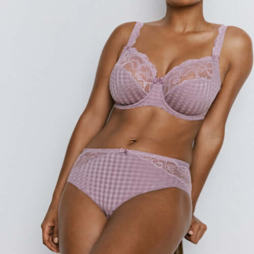 Primadonna Madison Full Cup Wire Bra in Soft Sand displayed on a model, showcasing a stylish non-transparent design.