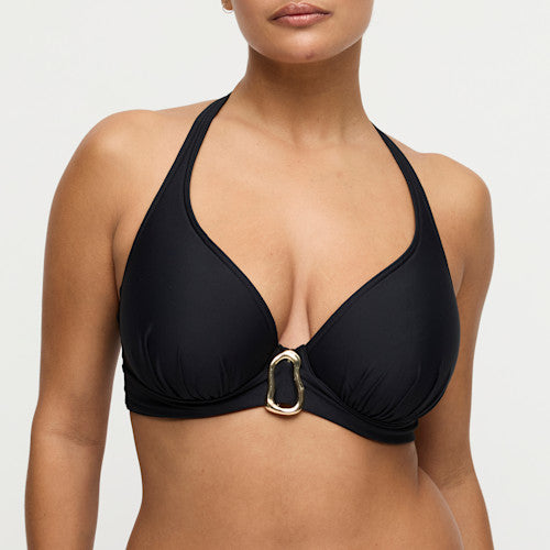Primadonna Swim Uvita Padded Plunge Bikini Top in Black