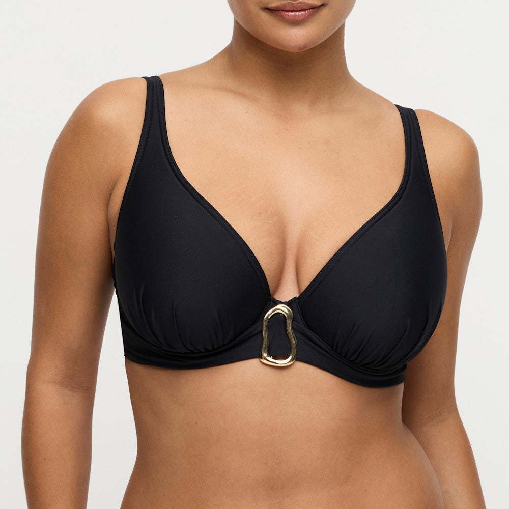 Primadonna Swim Uvita Padded Plunge Bikini Top in Black
