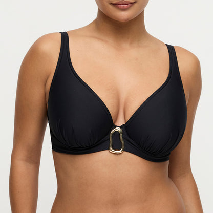 Primadonna Swim Uvita Padded Plunge Bikini Top in Black