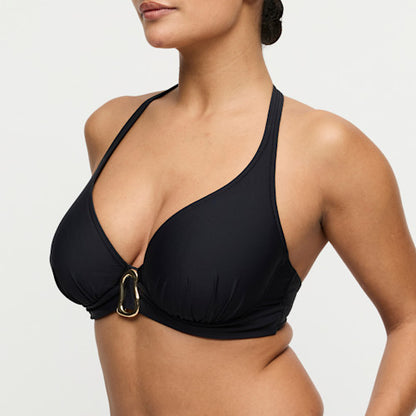 Primadonna Swim Uvita Padded Plunge Bikini Top in Black