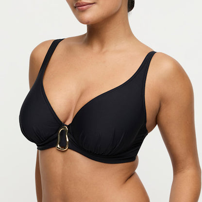 Primadonna Swim Uvita Padded Plunge Bikini Top in Black