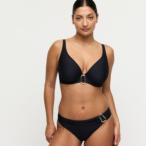 Primadonna Swim Uvita Padded Plunge Bikini Top in Black