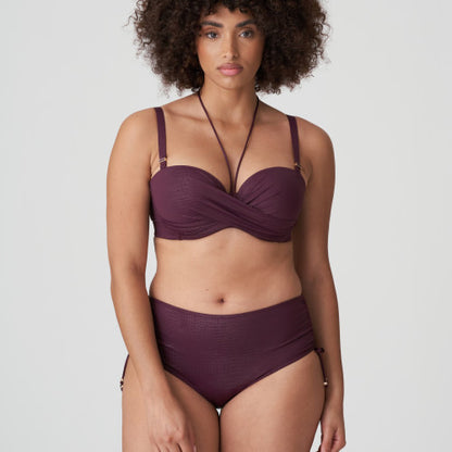 PrimaDonna Swim DALYAN padded strapless bikini top in wine
