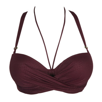 PrimaDonna Swim DALYAN padded strapless bikini top in wine