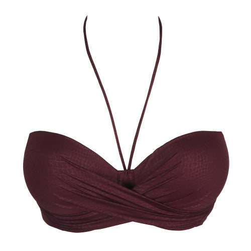 PrimaDonna Swim DALYAN padded strapless bikini top in wine
