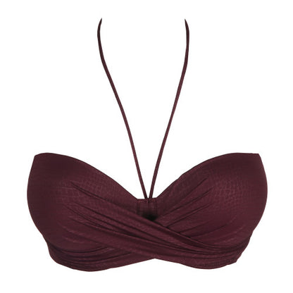 PrimaDonna Swim DALYAN padded strapless bikini top in wine