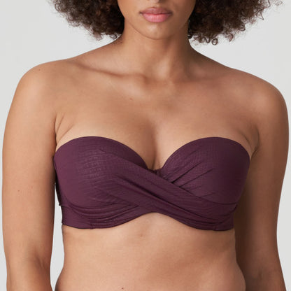 PrimaDonna Swim DALYAN padded strapless bikini top in wine