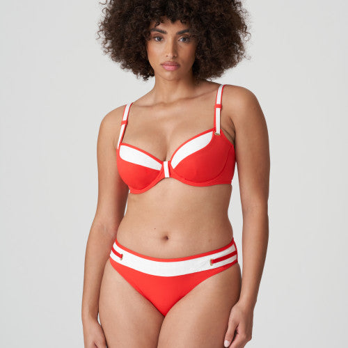 PrimaDonna Swim ISTRES plunge bikini top tulip seam in Pomme d amour