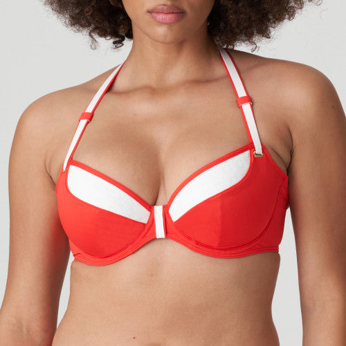 PrimaDonna Swim ISTRES plunge bikini top tulip seam in Pomme d amour
