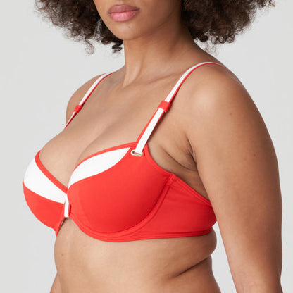 PrimaDonna Swim ISTRES plunge bikini top tulip seam in Pomme d amour