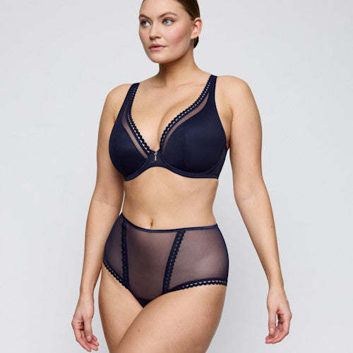 Primadonna Twist WOWGIRL half padded plunge bra in evening blue