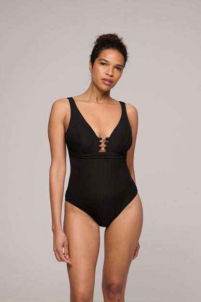 EMLY black plunge swimsuit wireless