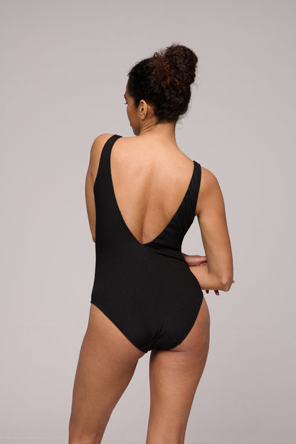 EMLY black plunge swimsuit wireless