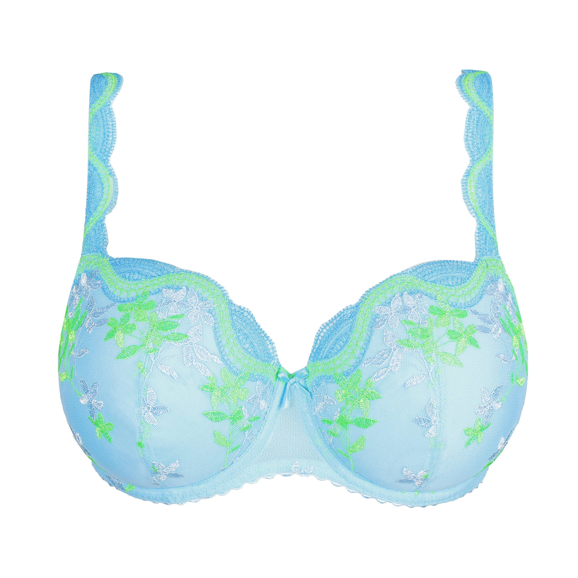 Primadonna CALA LUNA padded balcony bra in Ice Dream with floral embroidery and comfortable cups.