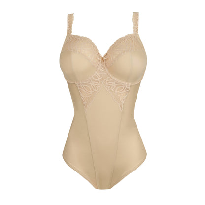 Primadonna SALERNO full cup body in Candy Ginger, elegant bodysuit with bottom closure in flattering neutral.