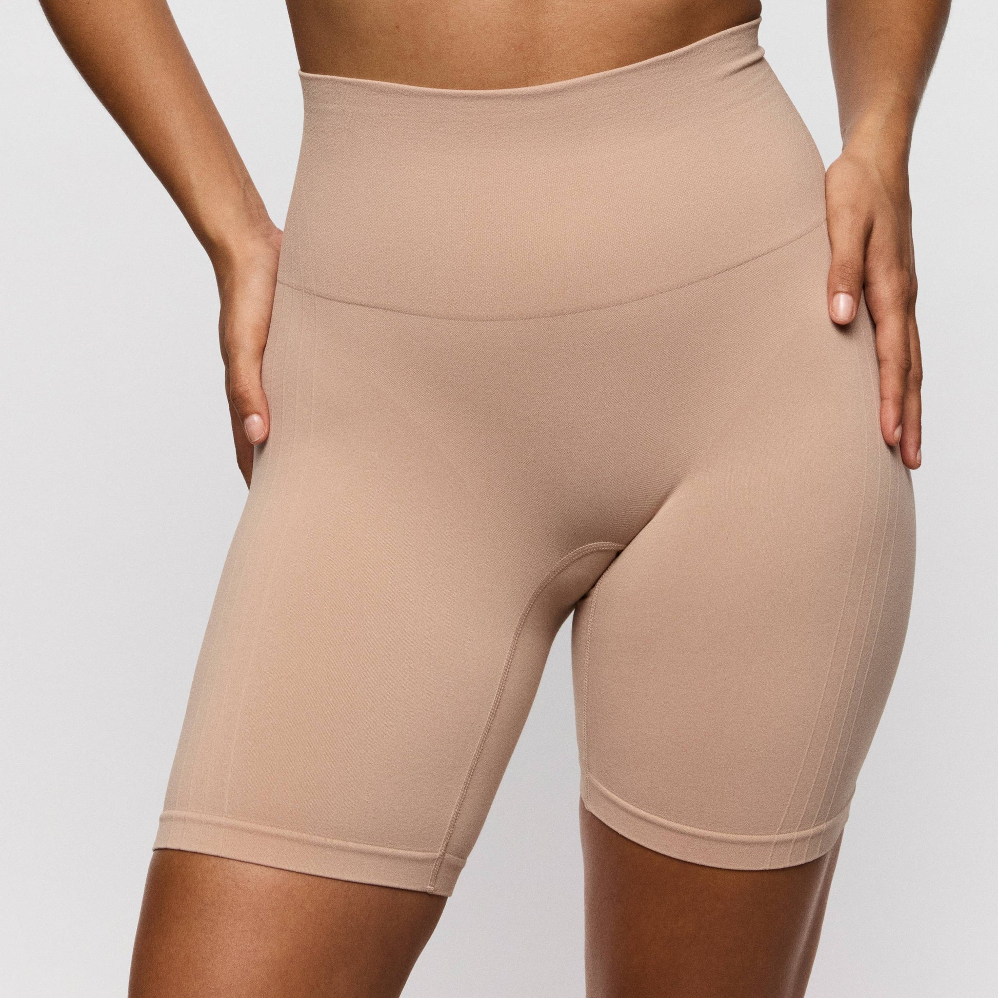 Primadonna Nudda shapewear high briefs with legs in caffe latte, smooth anti-chafing shorts, high waist design.