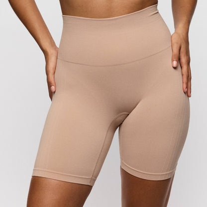 Primadonna Nudda shapewear high briefs with legs in caffe latte, smooth anti-chafing shorts, high waist design.