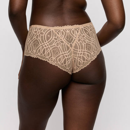 Primadonna SALERNO luxury thong in Candy Ginger showcasing a sophisticated lace design from the back.